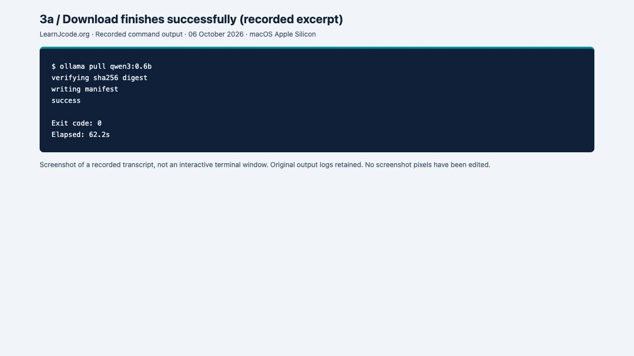 Recorded final download excerpt: digest verification, manifest write and success. The complete download log was retained.