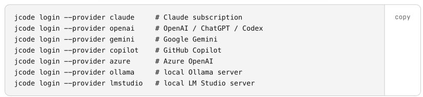 Official provider login commands. Choose an account you can use.