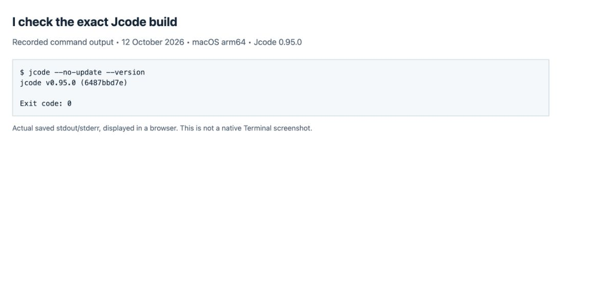 My test binary identifies itself as Jcode 0.95.0.